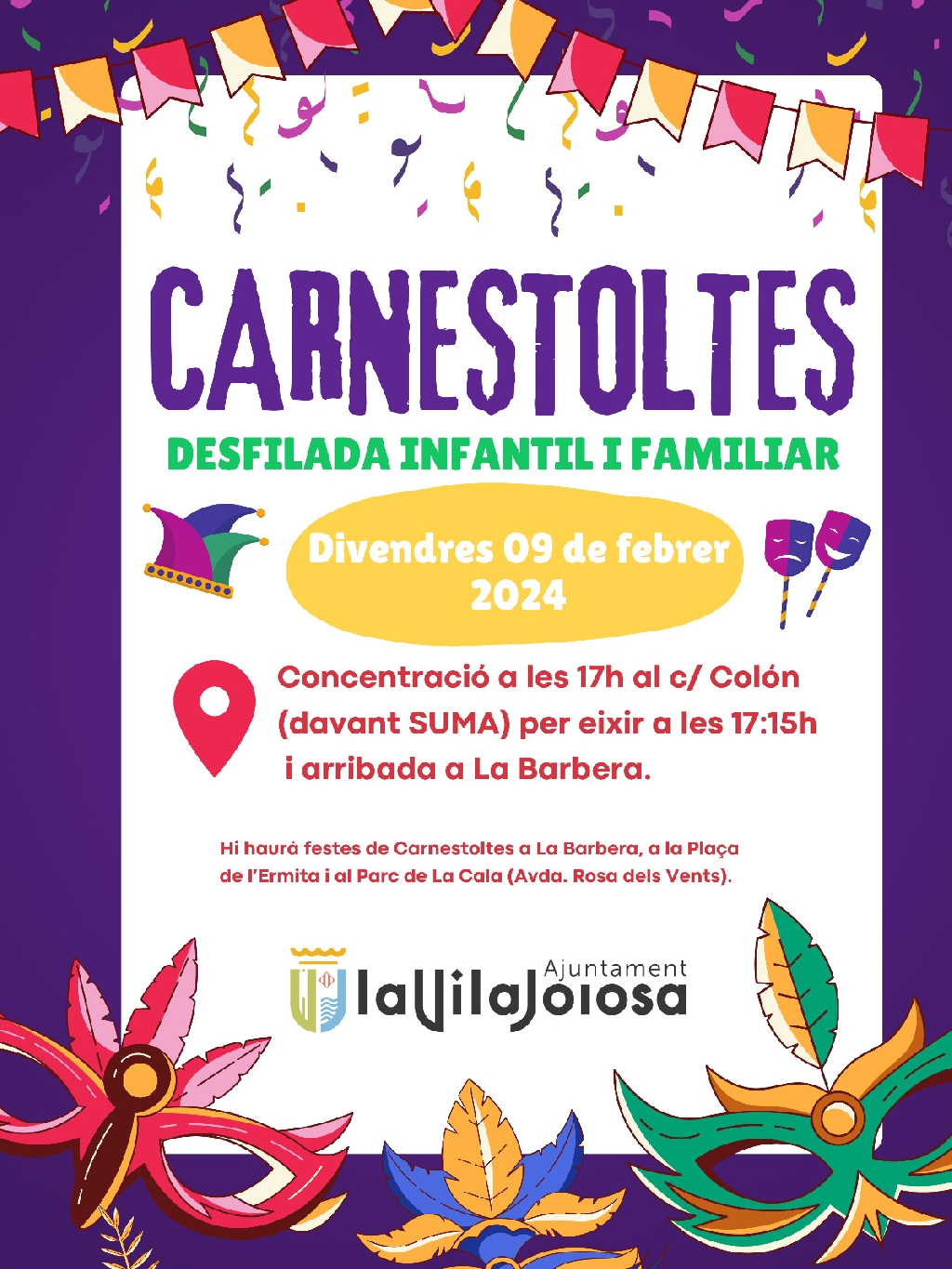 La Vila Joiosa celebrarà el Carnaval amb una desfilada i una gran festa de disfresses al parc de la Barbera el proper 10 de febrer