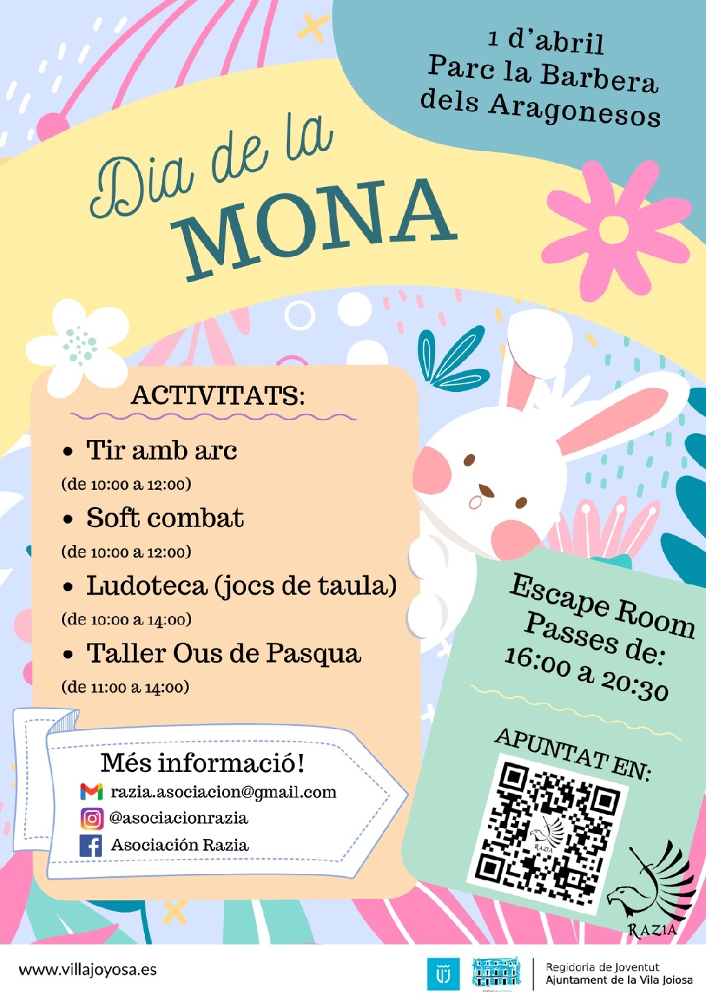 L'Ajuntament de la Vila Joiosa celebra el Dia de la Mona amb una jornada d'activitats al parc de la Barbera